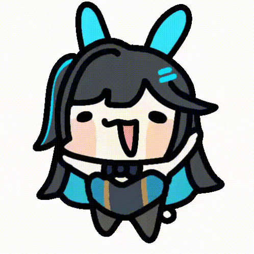 a cartoon drawing of a girl with bunny ears and a heart on her chest .