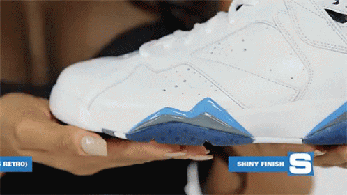 Shiny Finish - Jordan Vii French Blue (2015 Retro) GIF - Sole Collector Sole Collector Gifs Shoes GIFs