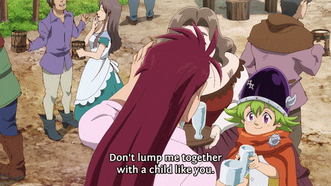 a cartoon character says " do n't lump me together with a child like you " in front of a crowd