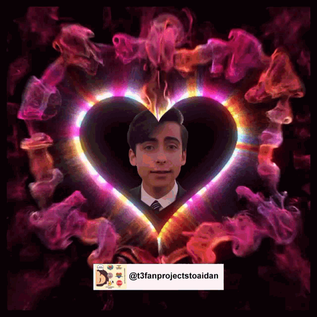 a picture of a man in a suit and tie with a heart shaped frame around him