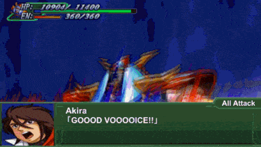 a video game screen shows a character called akira