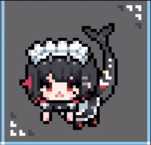 a pixel art of a girl in a maid costume