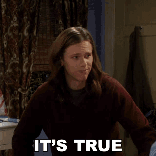 a woman says it 's true while looking at something