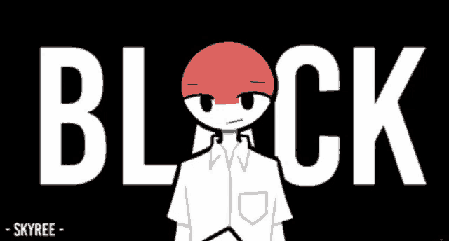a person with a red head is standing in front of the word " white "