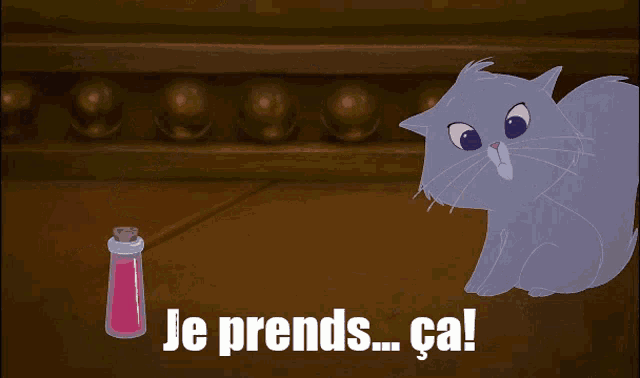 a cartoon of a man and a cat with the words je prends.cal