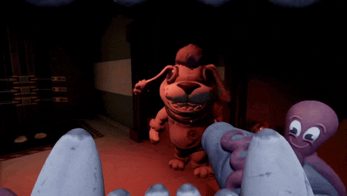 a cartoon dog is being tickled by a person 's feet