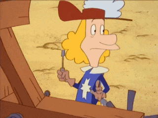a cartoon character is holding a screwdriver and wearing a cowboy hat