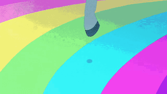 a cartoon drawing of a person 's foot splashing water on a colorful background