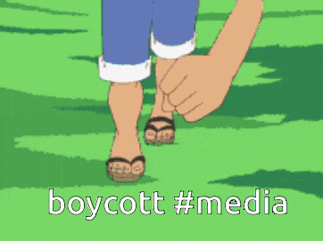a cartoon of monkey d luffy wearing a straw hat with the words boycott #media below him