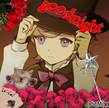 a picture of a boy wearing a top hat that says goodnight on it