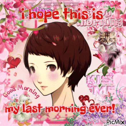 a picture of a girl with the words " hope this is morning "