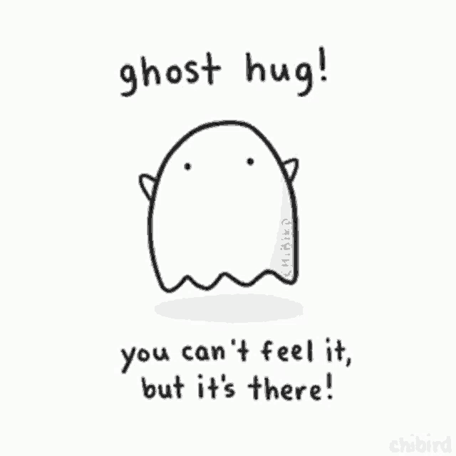 a drawing of a ghost that says ghost hug