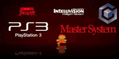 turbografx xbox 360 wii and atari logos are displayed on a black background