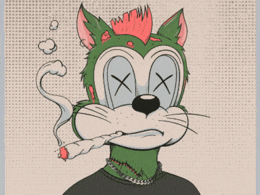 a cartoon drawing of a cat smoking a cigarette with smoke coming out of his mouth