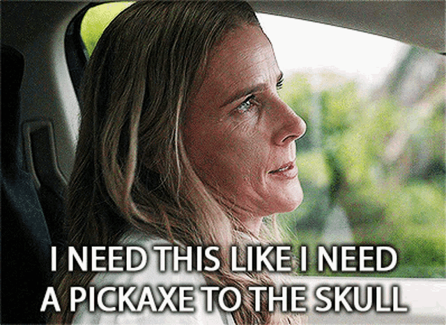 Pickaxe To The Skull I Dont Need This GIF - Pickaxe To The Skull I Dont Need This Gretchen Klein GIFs