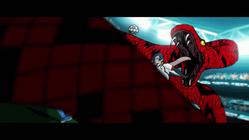 a cartoon of a soccer player being attacked by a red snake with the number 2 on his jersey