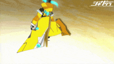 a cartoon character is flying through the air with chinese writing on the bottom right corner