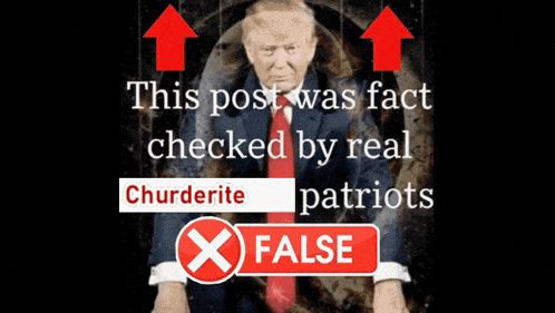 a poster with a picture of donald trump and the words this post was fact checked by real patriots