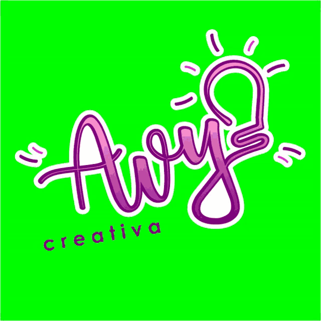 a green background with a purple logo that says away creativa