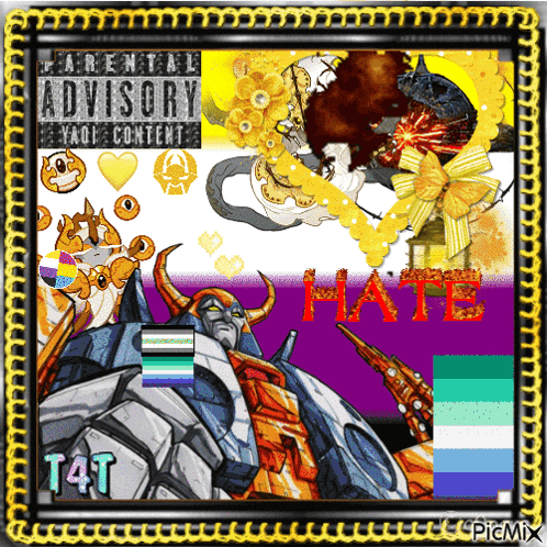 a picture of a robot with a parental advisory label on it