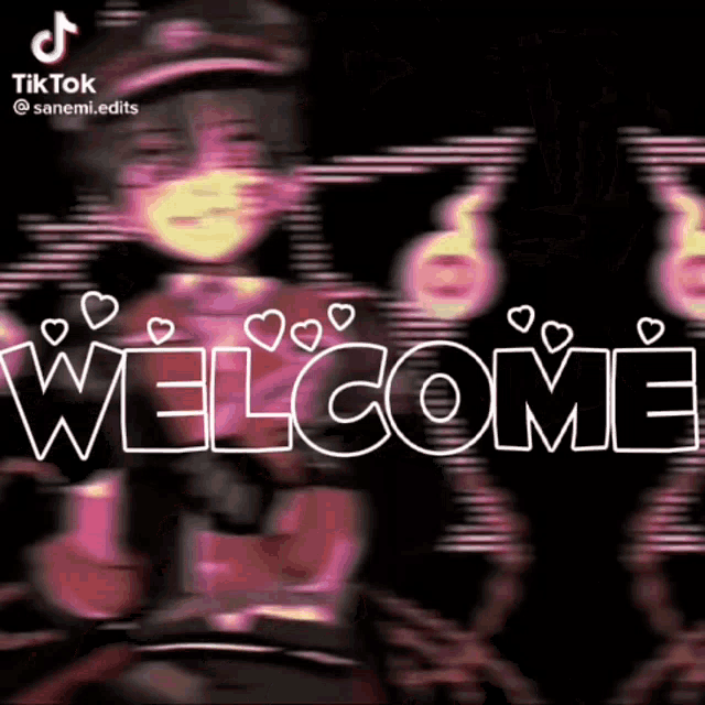 a tiktok video of a girl with hearts and the words welcome