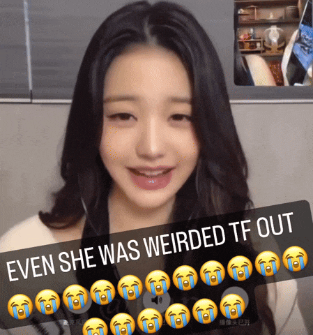 a picture of a woman with a caption that says " even she was weirded tf out " on it
