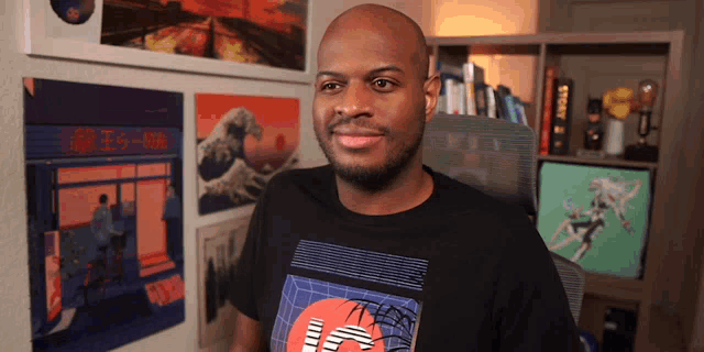 a man wearing a t-shirt that says " tokyo " on it