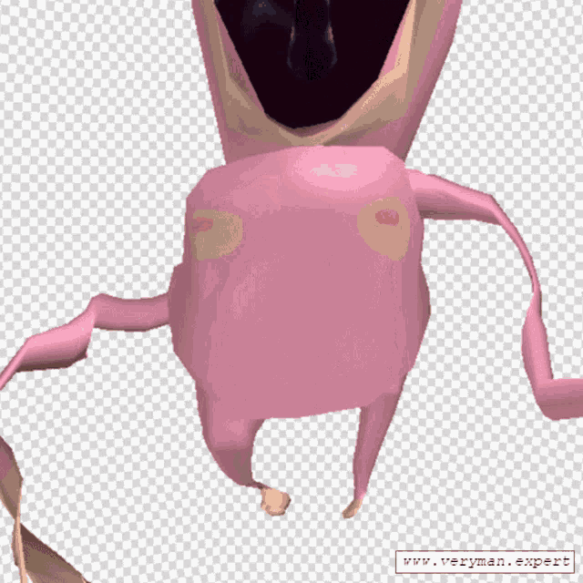 a picture of a pink cartoon character with the website www.veryman.expert at the bottom