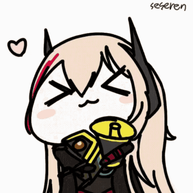 a cartoon drawing of a girl with a heart and the name seeren on the bottom right