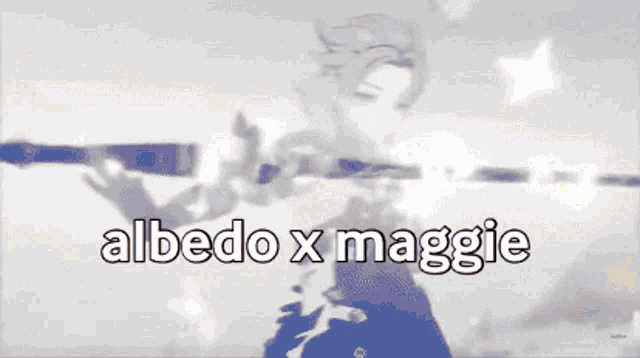 a picture of a person with the words albedo x maggie on the bottom