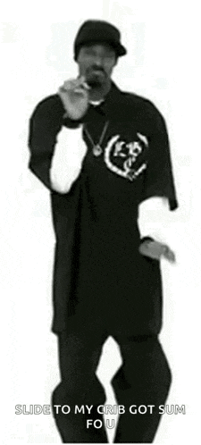 snoop dogg is dancing in a black and white photo with the words `` slide to my crib got sum fo u '' .