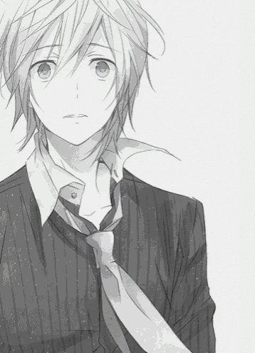 a black and white drawing of a boy wearing a tie