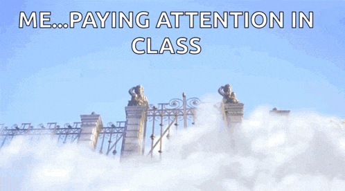 a picture of a gate with the words paying attention in class