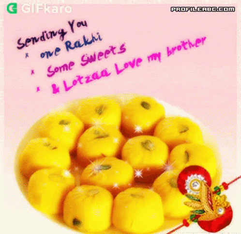 Sending You Rakhi Sweets And Love Gifkaro GIF - Sending You Rakhi Sweets And Love Gifkaro These Rakhi And Sweets Are For My Brother GIFs