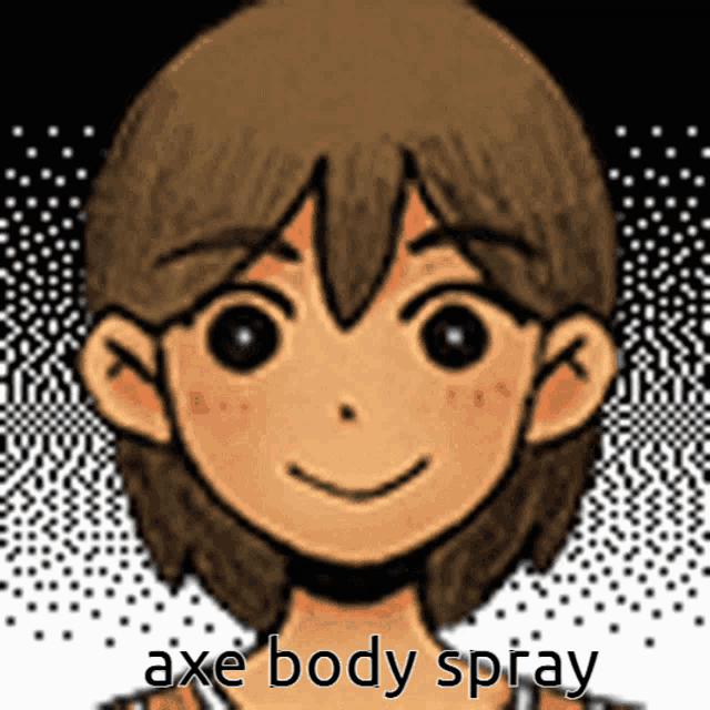a drawing of a boy with the words axe body spray written below it