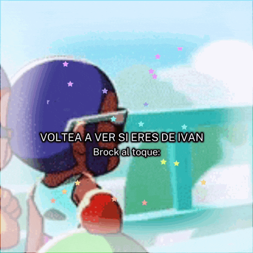 a cartoon character with the words volta a ver si eres de ivan brock al toque at the top