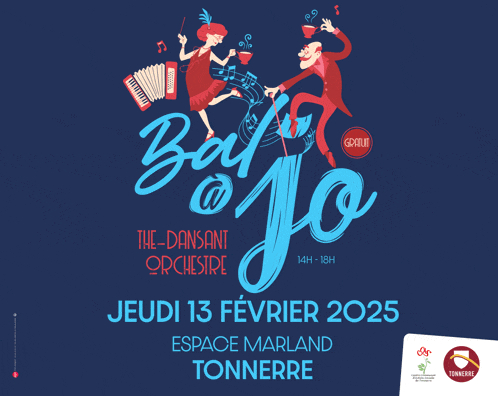 a poster for the dansant orchestre which takes place on jeudi 13 february 2025