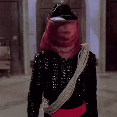 a person wearing a black jacket and a red scarf on their head
