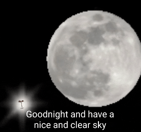 a picture of a full moon with the words goodnight and have a nice and clear sky below it