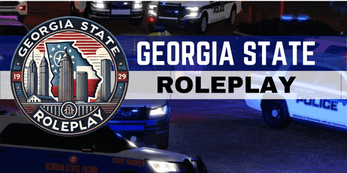 a poster for georgia state roleplay shows a police car in the foreground