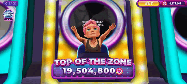 a screenshot of a video game that says top of the zone on it