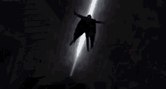 a person is holding a sword in their hand in front of a flag .