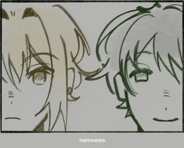a drawing of a girl with the name namneeo on the bottom