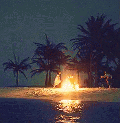 Elizabeth Swann & Jack Sparrow Drunk Dancing At Island Bonfire GIF - Beach Bonfire Jack Sparrow GIFs