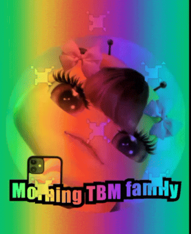 a picture of a cartoon character with the words morning tbm family below it