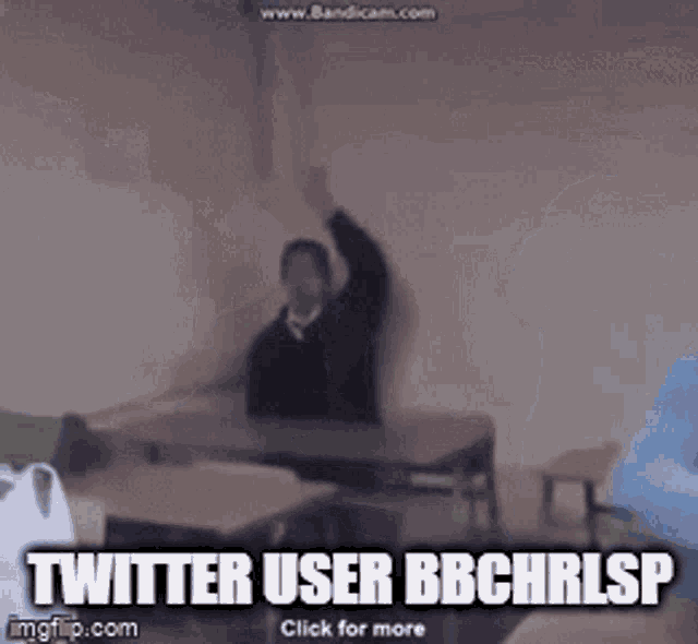 a man raising his hand in a classroom with the words twitter user bbchrlsp