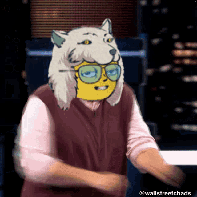 a drawing of a person with a tiger head and glasses
