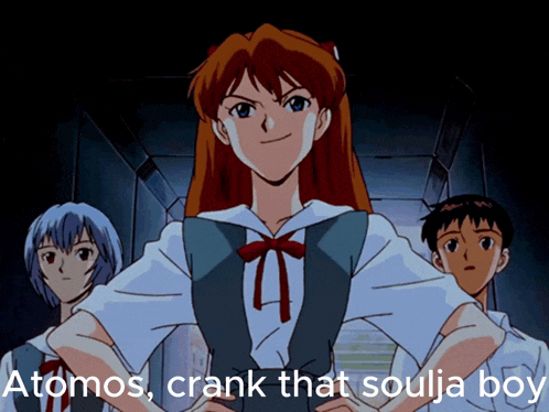 a picture of a girl with the words atomos crank that soulja boy