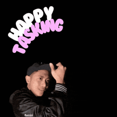 a picture of a man and woman with the words happy tasking
