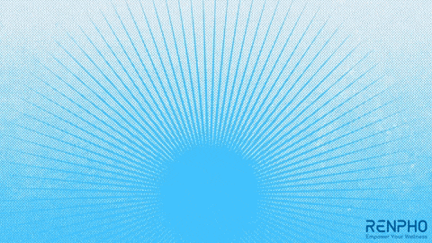 an advertisement for renpho shows a pair of glasses on a blue background